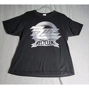 Rock ZZ Top T-Shirt Size XL Recycler Tour Black Double Side Graphic 100% Cotton